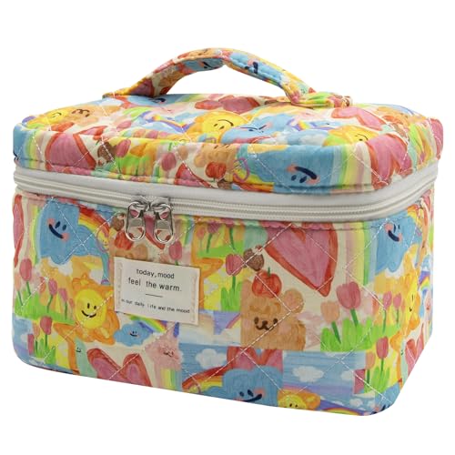 Large Makeup Bag Cute Cosmetic Bag for Women Girls Floral Coquette Aesthetic Toiletry Bag Travel Make Up Organizer Bag Heart Shape